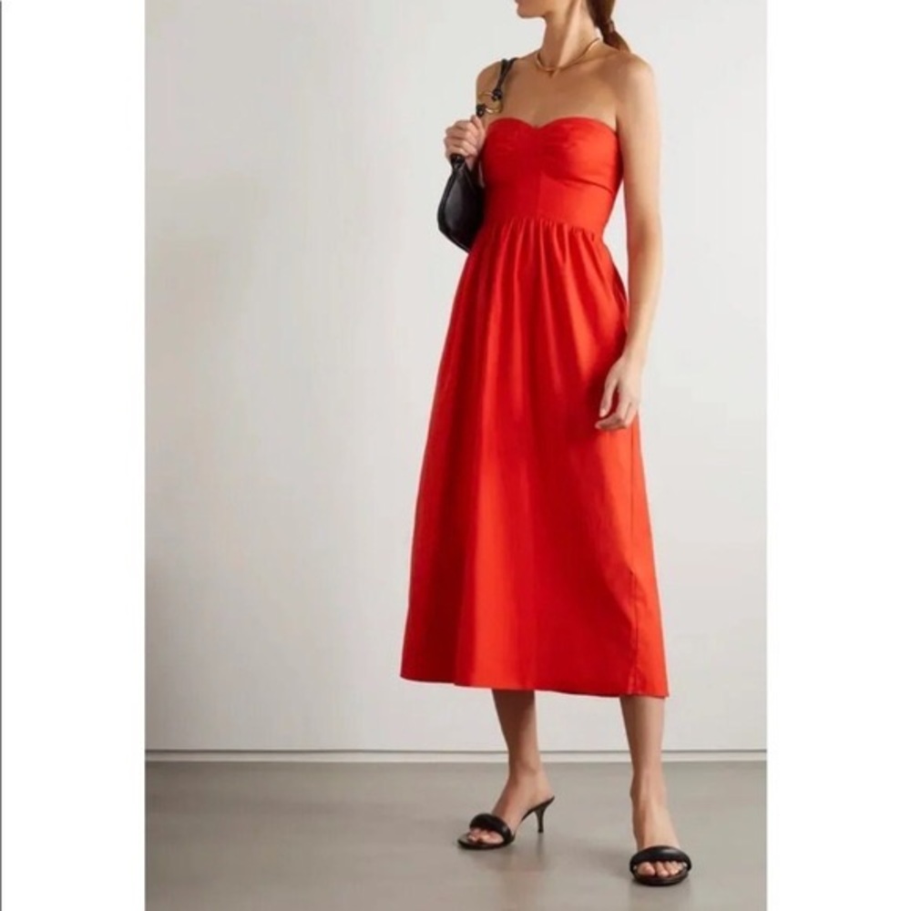 Reformation Buckley Strapless Lace Up Dress Paprika Red Sz 6 NWT